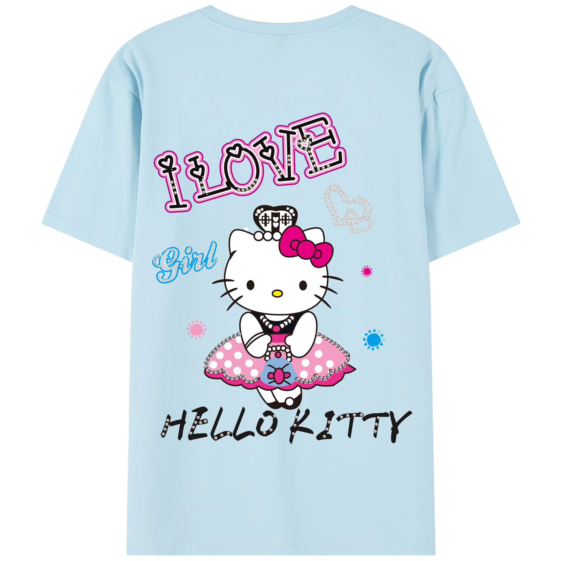（画像用） Hello Kitty ハローキティ 綿100％半袖Tシャツ（背面プリント）